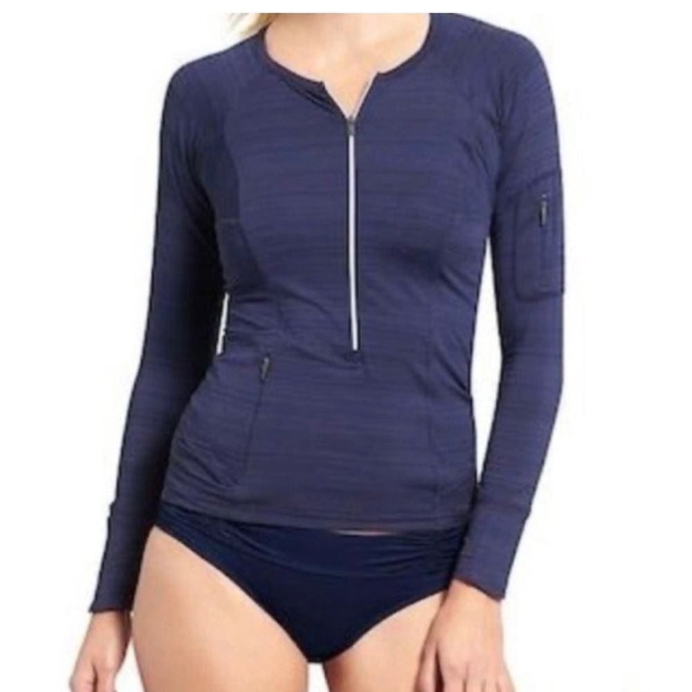 Athleta Pacifica Navy Long-Sleeve 1/2 Zip medium